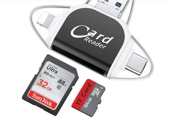 Lecteur de cartes micro usb, 4 en 1, pour smartphones et ordinateurs